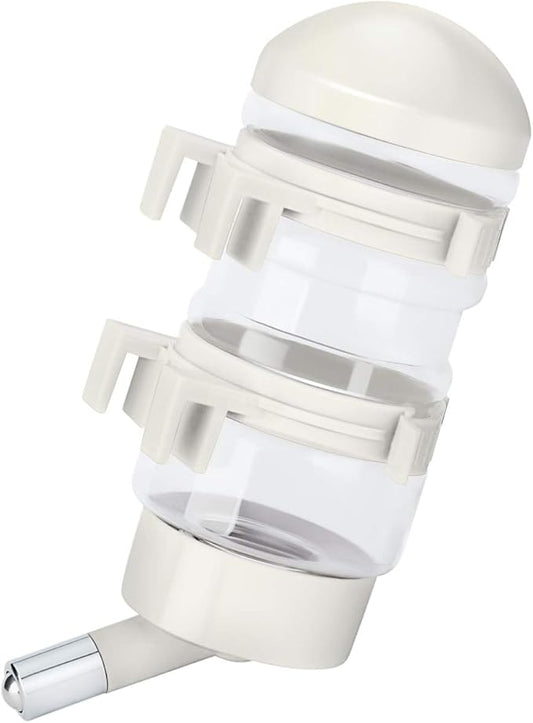 No Drip Dog Kennel Water Bottle Dispenser for Crate, 400ml Dripless Pet Drinking Fountains Kettle with Automatically Feeding Water (Red) (White)