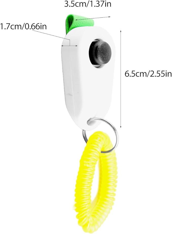 Dog Training Clicker, Lightweight Pet Training Clicker with Finger Ring and Wrist Strap, Clicker for Pets Cats Puppy Birds Horses, Perfect for Behavioral Training (White)