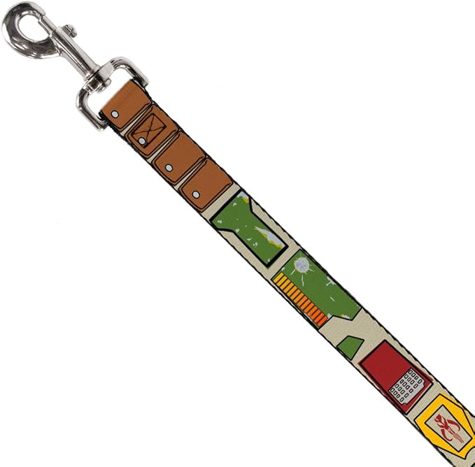 Star Wars Pet Leash, Dog Leash, Star Wars Boba Fett Utility Belt Bounding Tan, 6 Feet Long 1.0 Inch Wide