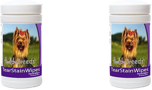 Healthy Breeds Yorkshire Terrier Tear Stain Wipes 70 Count (Pack of 2)