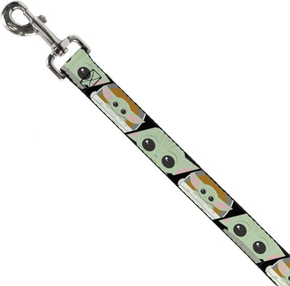 Star Wars Pet Leash, Dog Leash, Star Wars The Child Chibi Face Blocks Black, 4 Feet Long 1.0 Inch Wide