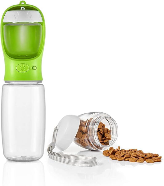 WePet Portable Dog Water Bottle with Food Container, 19 OZ + 6 OZ, Leak Proof Puppy Water Dispenser with Drinking Feeder for Pets Outdoor Walking, Hiking, Travel, Food Grade Plastic