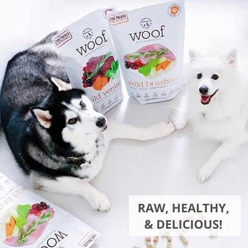 WOOF Beef Freeze Dried Raw Dog Food, Mixer, or Topper, or Treat - High Protein, Natural, Limited Ingredient Recipe 2.2 LB