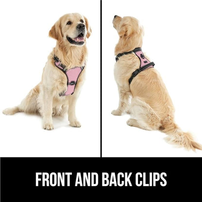 Gorilla Grip Comfortable Durable Dog Harness with Handle, Pet Leash Clips on Chest or Back for Walking, Padded Mesh Pets Vest, Adjustable Reflective Straps, Puppy Training, Pink