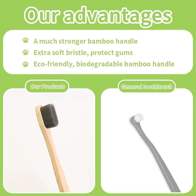 Dog Toothbrush, Micro Nano Ultra Soft Bristle Dog Toothbrush for Sensitive Gum Dog, Dog Teeth Cleaning, Dog Bamboo Toothbrush, for Medium & Large Dog, Fresh Breath (4)