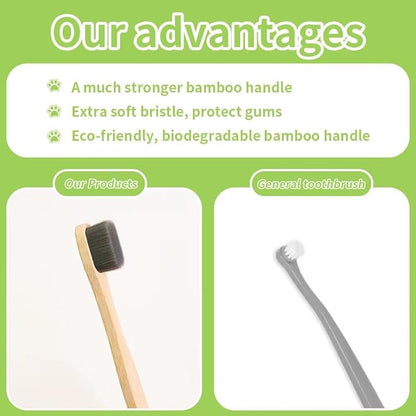 Dog Toothbrush, Micro Nano Ultra Soft Bristle Dog Toothbrush for Sensitive Gum Dog, Dog Teeth Cleaning, Dog Bamboo Toothbrush, for Medium & Large Dog, Fresh Breath (4)