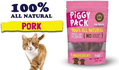 Piggy Pack Dog Pork Jerky Treats, All Natural, Made in USA (3 oz)