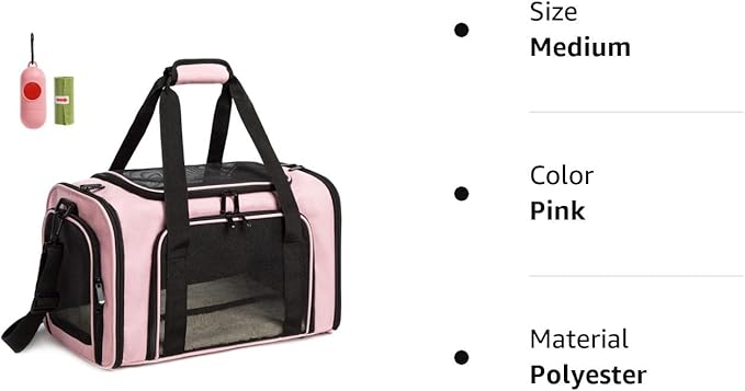 Cat Carrier Dog Carrier Pet Carrier Cat Bags for Small Medium Cats Dogs Puppies of 15 Lbs,of Airline Approved Small Dog Bag Soft Sided,Collapsible Travel Puppy Carrier (Medium, Pink)