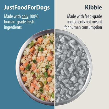 JustFoodForDogs Frozen Fresh Dog Food, Complete Meal or Dog Food Topper, Fish & Sweet Potato Human Grade Dog Food Recipe, 18 oz (Pack of 7)