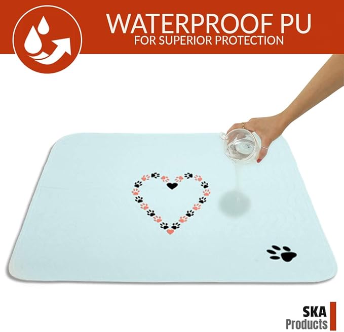 Cute Washable Dog Training Puppy Pee Pads | 8 Pack Flower, Heart | Large Multi-Purpose Reusable Eco Friendly | Super Absorbent Safe Waterproof Bottom Layer | House Breaking, Incontinence, Whelping