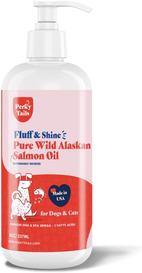Pure Wild Alaskan Salmon Oil for Dogs and Cats - 8oz, Premium Omega 3 Supplement Fish Oil, Dog Vitamins and Supplements for Skin and Coat, Joint Support, Immune Support and Allergy Relief