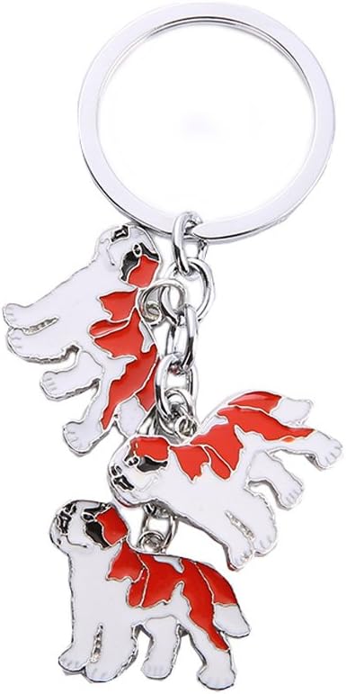 Dog Keychain, Pet Pendant Key-Ring, Cute Puppy ID Tags Metal Key Ring for Dog Lover (Saint Bernard)