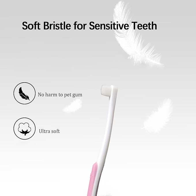 JGocot Small Dog Toothbrush,|Micro Brush Head|Nano Bristle|Soft Pet Toothbrush for Sensitive Gum&Teeth, Dog Teeth Cleaning Kit for Puppy, Kitten, Cats&Miniature Toy Size Dogs-Pink&Purple