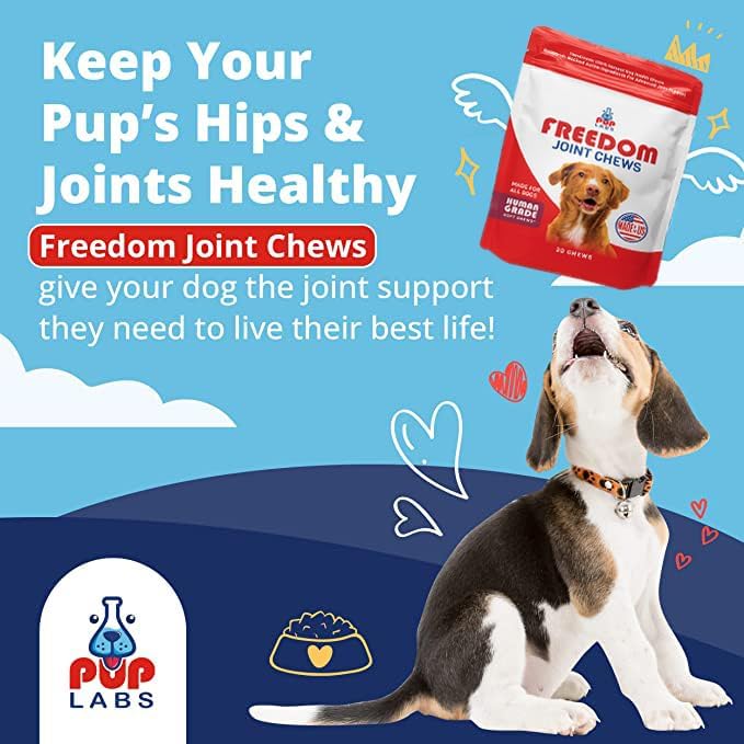 Freedom Joint Chews - Delicious Dog Hip and Joint Supplement - Vitamins Packed with Super Nutrients - Keep Your Pup Happy and Active - Made for All Dogs and Breeds - Made in the USA, 30 chews