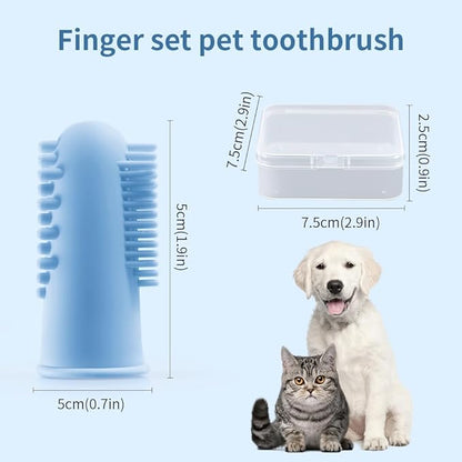 Dog Toothbrush, Cat ToothbrushTeeth Cleaning, The 2-Sided Design of The Dog Finger Toothbrush Conforms to ergonomicswith Comfortable Dog Tooth Brushing kit