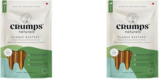 Crumps' Naturals Pbb- Bacon Dental Dog Treats (36 Pack), 4.5"