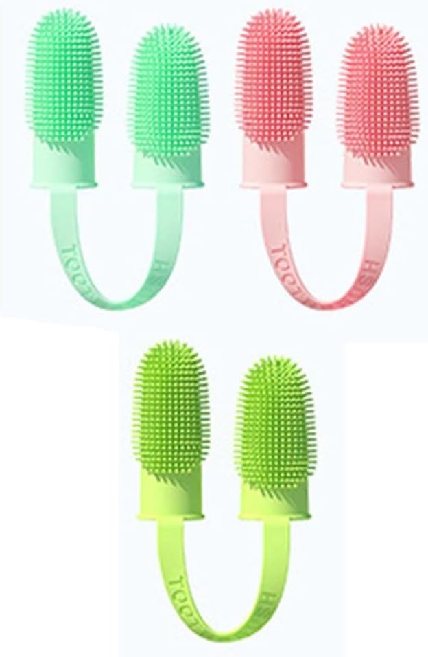 Andy's Orchids 3pcs Dog Toothbrush for Easy Teeth Cleaning, Finger Toothbrush Kit, Double-Finger 135ºSurround Bristles, Teeth Care Dental Care for Puppies Cats and Small Pets
