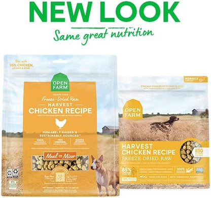Open Farm Freeze Dried Raw Dog Food, Humanely Raised Meat Recipe with Non-GMO Superfoods and No Artificial Flavors or Preservatives (31.5 Ounce (Pack of 1), Harvest Chicken Recipe)