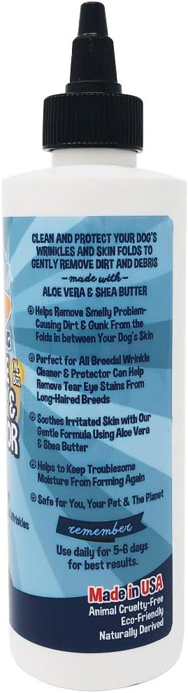Bodhi Dog Wrinkle Cleaner and Protector | Extra Large 8oz | Soother & Protect Wrinkles & Skin | Stain Remover & Anti Itch for Bulldogs & Pugs | Made in The USA