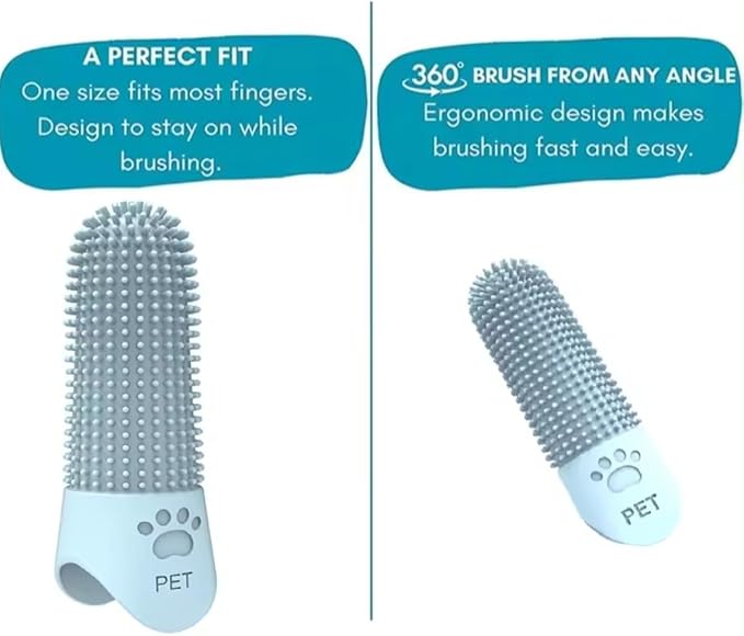 4Pcs 360° Pet Finger Toothbrush, Dog Toothbrushes for Small, Medium, and Large Dogs, Silicone Dog Finger Toothbrush, Dog Dental Care for Puppies, Dog finger tooth brush, Dog Tooth Brushing Kit