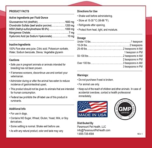 Glucosamine for Dogs - 32oz Glucosamine Chondroitin for Dogs - Msm Dog Joint Supplement - Dog Glucosamine - Dog Hip and Joint Supplement - Joint Supplement for Dogs Made in USA (16 oz)