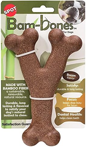SPOT by Ethical Products - Bambone Wishbone Bacon & Chicken 2 Pack Bundle – Durable Dog Chew Toy No Hide for Aggressive Chewers – Great Dog Chew Toy for Puppies and Dogs