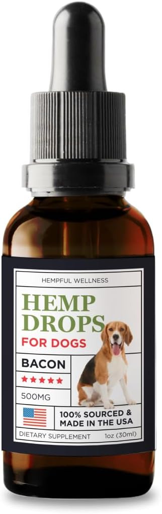 Hemp Bacon Flavor Calms | Bacon Drops Oil for Dog | 500mg, 30ml for Enhances Appetite, Aids in Digestion, Hemp Dog, Supports Mood | Made in USA