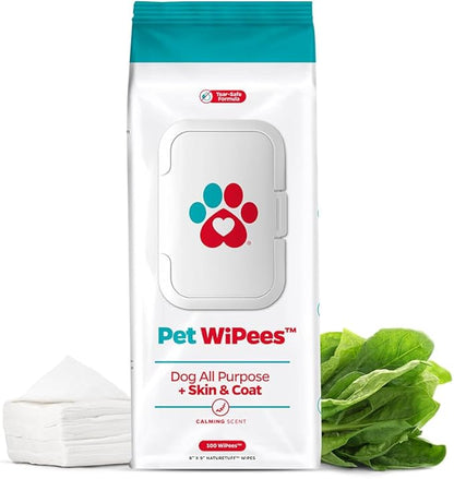 Pet Parents® Pet WiPees™ Dog All Purpose + Skin & Coat Pet Wipes, Pet Wipes for Dogs, Dog Wipes & Puppy Wipes, Paw Wipes for Dogs (100 Count (Pack of 1), Calming)