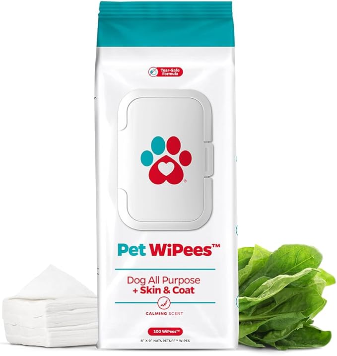 Pet Parents® Pet WiPees™ Dog All Purpose + Skin & Coat Pet Wipes, Pet Wipes for Dogs, Dog Wipes & Puppy Wipes, Paw Wipes for Dogs (100 Count (Pack of 1), Natural)