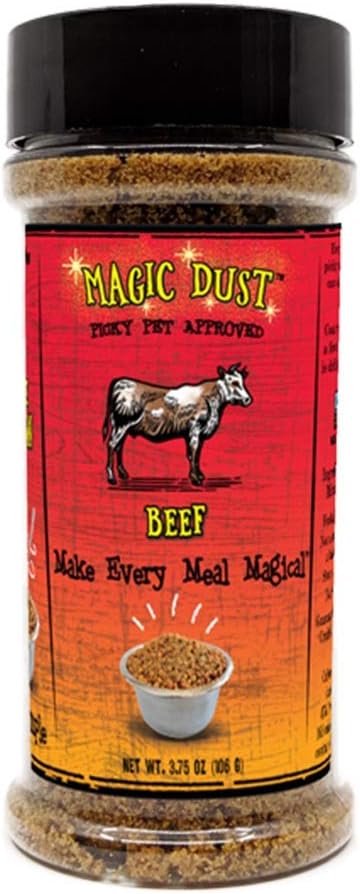 Wild Meadow Farms - Magic Dust Beef Jerky Topper, Single Protein Pet Food Topper for Dogs and Cats, Enhance Flavor & Elevate Mealtime Excitement for Picky Eaters - 3.5 Ounce Bottle in Beef Flavor