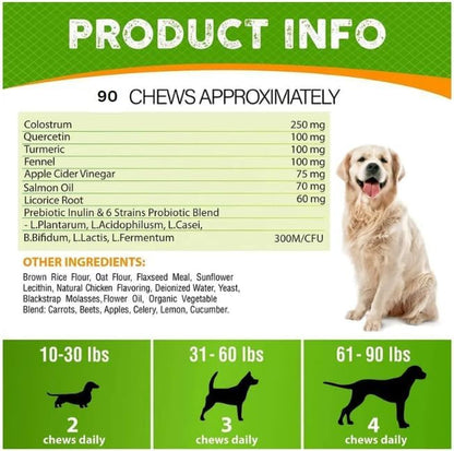 Pet Allergy and Itch Relief, Dog Allergy Chews, Intermittent Itchiness, Pet Probiotic, Seasonal Allergies - Anti Itch Support