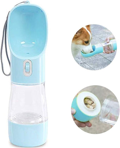 Dog Water Bottle for Walking, Multifunctional and Portable Dog Travel Water Dispenser with Food Container,Detachable Design Combo Cup for Drinking and Eating,Suitable for Cats and Puppy