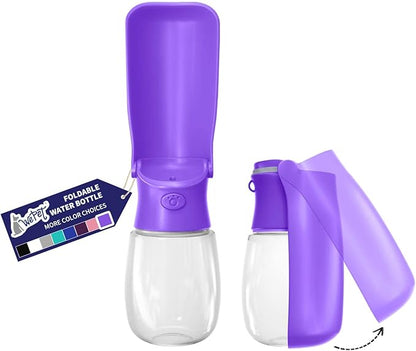 WePet Foldable Portable Dog Water Bottle Puppy Water Dispenser with Drinking Feeder, 12 OZ, High-temperature Resistant Leak Proof for Pets Outdoor Walking, Hiking, Travel, Food Grade Plastic BPA Free