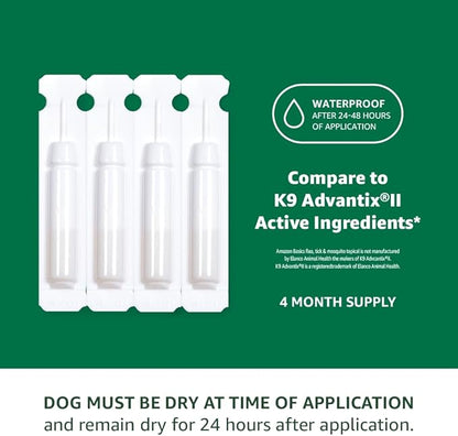 Amazon Basics Flea, Tick and Mosquito Topical for Small Dogs (4-10 pounds), 4 Count