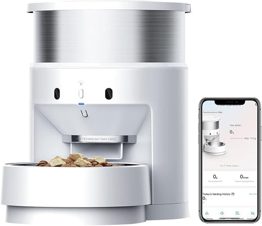 PETKIT Automatic Stainless Steel Dogs Cats Feeder, App Control, Programmable Portion Control 5-200g per Meal & 20s Voice Recorder Pets Smart Dispenser for Medium Large Dogs Cats (3L)