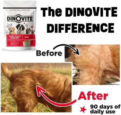 Dinovite Probiotics for Dogs – Promotes Healthy Skin & Coat with Omega 3 for Dogs, Tackles Hot Spots, Supports Digestion & Gut Health – 90 Day Supply for Large Dogs, 45+ lbs