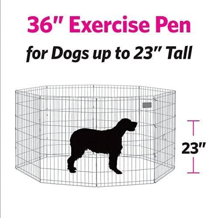 MidWest Homes for Pets Foldable Metal Dog Exercise Pen / Pet Playpen, Gold zinc w/ door, 24'W x 36'H, 1-Year Manufacturer's Warranty