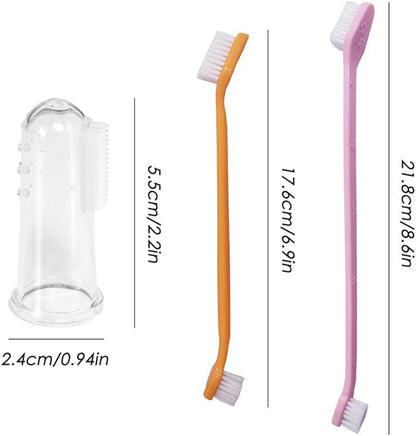 SourceTon Set of 15, Pet Toothbrush Set, 5 Dual Headed Toothbrush Dog Toothbrush and 10 Finger Toothbrush, for Dental Care of Dog & Cat