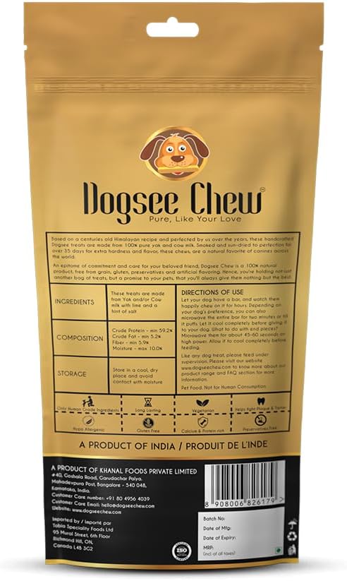 Dogsee Chew Dog Dental Chews | Long Lasting Dog Chews for Large Dogs | Yak Cheese Flavored Himalayan Dog Chew That Will Lower The Chances of Plaque and Tartar Growth | 1 Bar