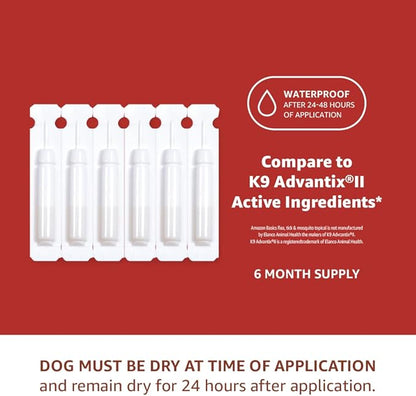 Amazon Basics Flea and Tick Topical Treatment for X-Large Dogs (89-132 lbs), 6 Count (Previously Solimo)