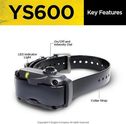 Dogtra YS600 Anti Bark Collar for Medium to Large Dogs, Adjustable 10 Intensity Levels, Vibration Warning, Low/High Stimulation, Waterproof, 2-Hour Quick Charge Rechargeable Battery, w/PetsTEK Clicker