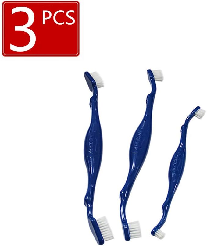 3Pcs Dog Tooth Brushing Kit Dog Toothbrush Pet Dental Oral Care Set Dog Tooth Brush Dual Headed Soft Tooth Cleaning Brushes withCurved Long Handle for Dogs Cats Pet Toothbrush (3 Sizes)