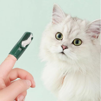 3-Piece Dog Toothbrush Kit, 2 Pack Tooth Brushing Pet Cat Teeth Cleaning Oral Dental Care Fresh Breath Brush Set with Toothbrush Toothpaste Fingerbrush for Puppy Small Medium Dogs - Vanilla Flavor