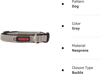 KONG Comfort Neoprene Padded Dog Collar offered by Barker Brands Inc. (Medium, Grey)