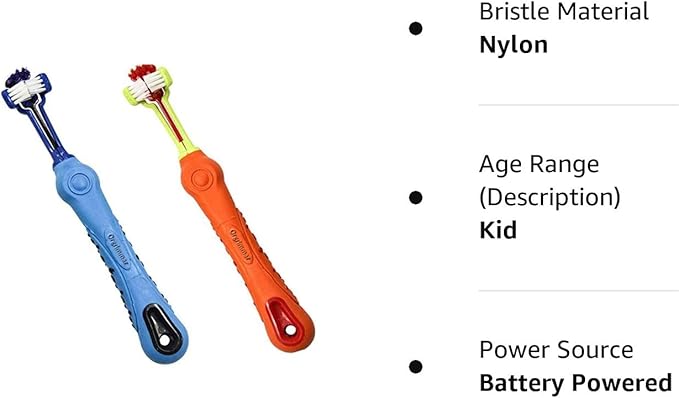 Orgrimmar 2 PCS 3-Sided Pet Toothbrush Dog Toothbrush Removing Bad Breath Tartar Cleaning Mouth Pet Dental Care Cat Cleaning Mouth