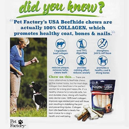 Pet Factory 100% Made in USA Beefhide 7" Braided Sticks Dog Chew Treats - Natural Flavor, 6 Count/1 Pack