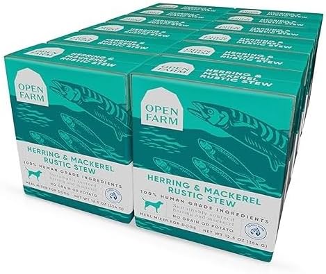 Open Farm Herring & Mackerel Rustic Stew Wet Dog Food, Grain-Free Meal or Food Topper with Responsibly Sourced Meat and Superfoods Without Artificial Flavor, 12.5 Oz (Pack of 12 Boxes)