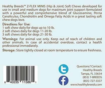 Healthy Breeds Tibetan Terrier Z-Flex Minis Hip and Joint Support Soft Chews 60 Count