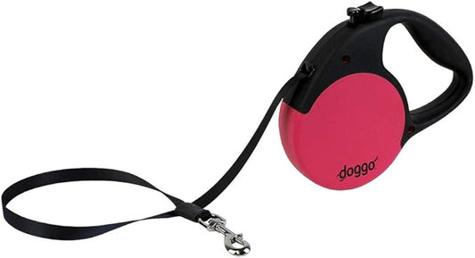 doggo Everyday Retractable Dog Leash, 16' Long Belt, Medium for Dogs Up to 65 lbs, Pink with Black Soft Grip Handle