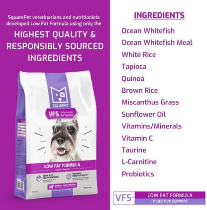 Veterinarian Formulated Solutions Low Fat Content Lean Whitefish, Highly Digestible, Dry Dog Food 4.4lbs
